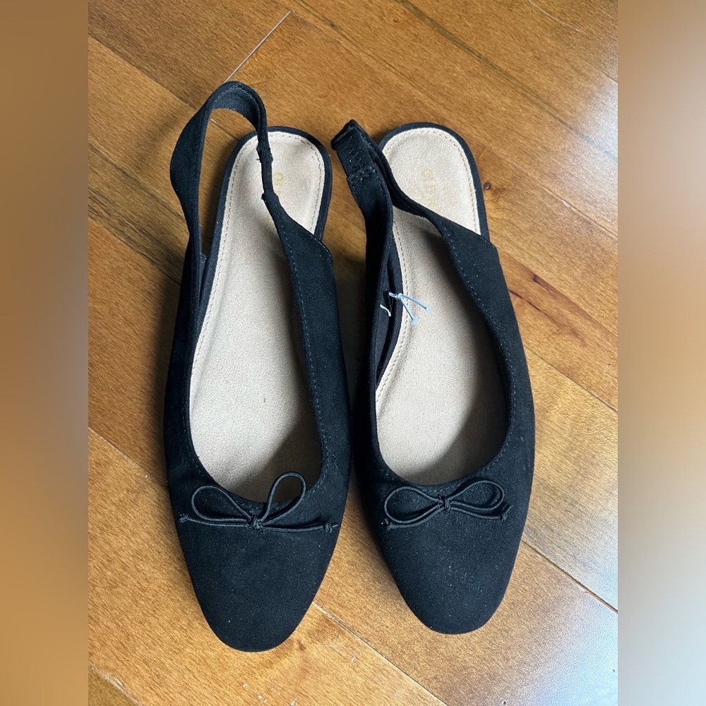 Slingback Black Ballet Flats Ballerina Core Minimalist Summer Old Navy NWOT 7